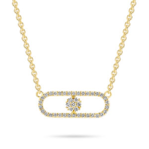 Diamond Cluster Link Necklace in 18K Yellow Gold