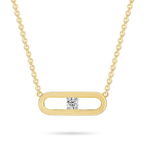 Diamond Solitaire Link Necklace in 18K Yellow Gold