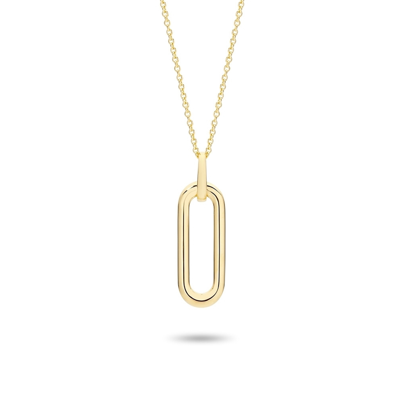 Oval Link Plain Gold Drop Pendant In 18K Yellow Gold
