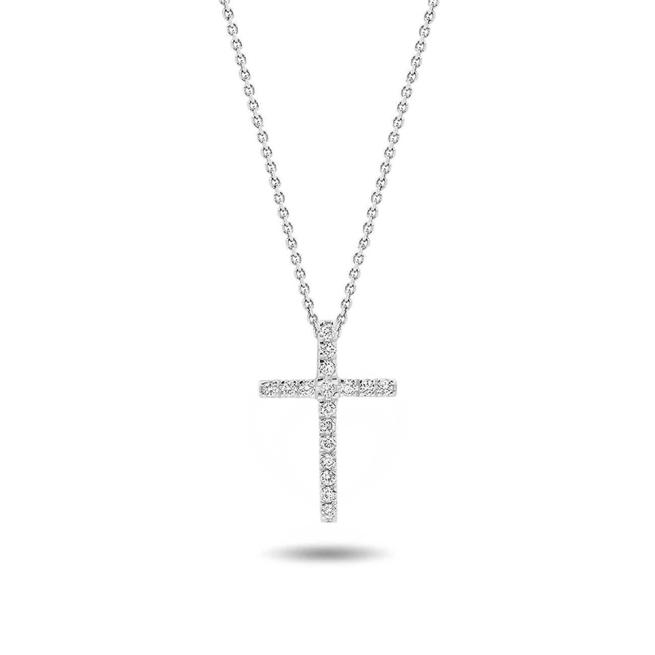 18K White Gold Slide Through Diamond Cross Pendant- Small