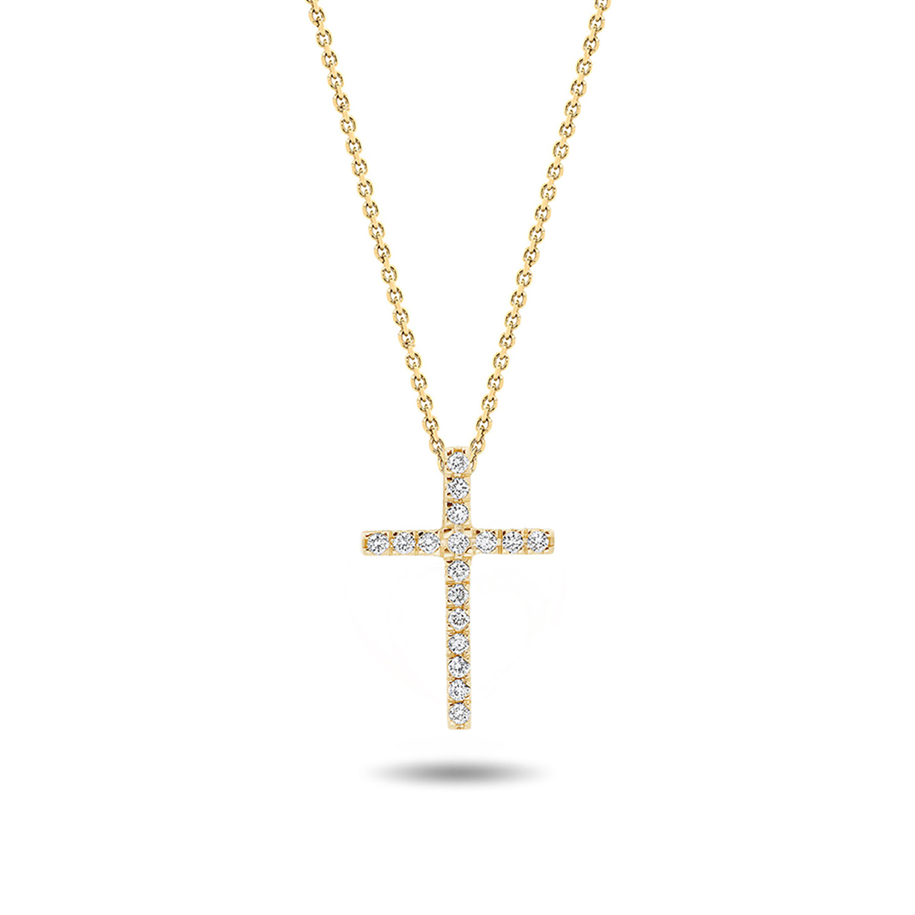 Slide Through Diamond Cross Pendant &#8211; Small In 18K Yellow Gold