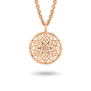 Flower Pattern Diamond Pendant In 18K Rose Gold