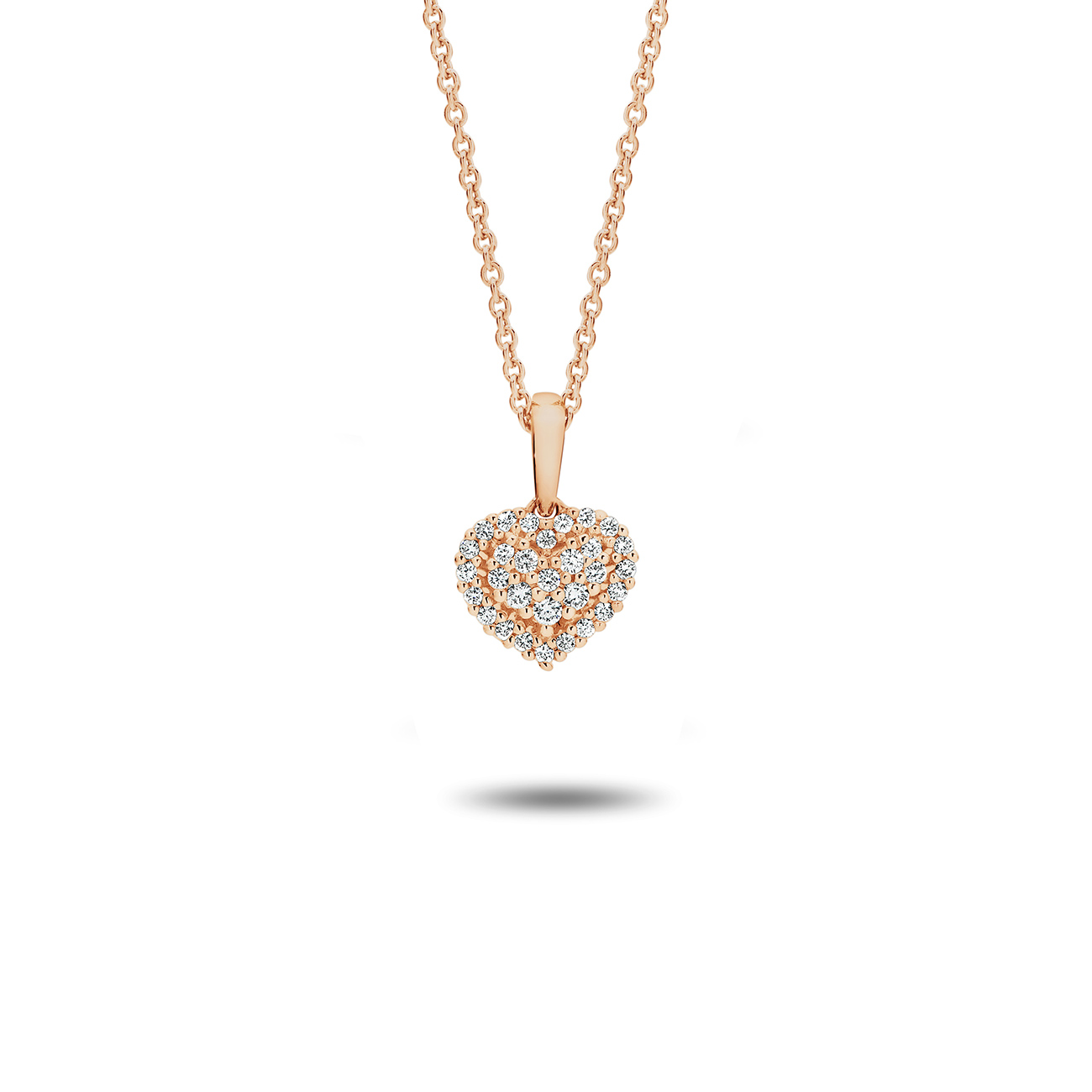 18K Rose Gold Diamond Cluster Heart Pendant
