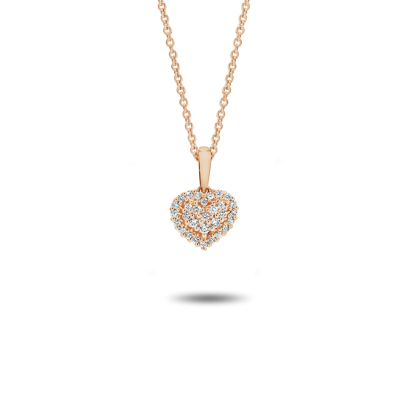 18K Rose Gold Diamond Cluster Heart Pendant - Main Image