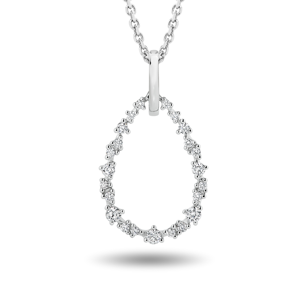 Tear Drop Diamond Pendant In 18K White Gold