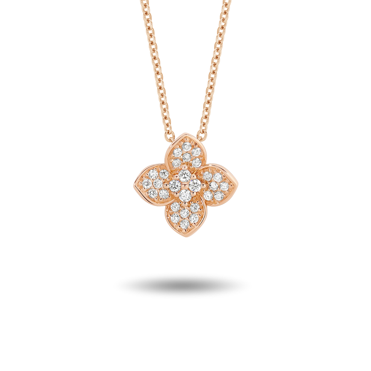 18K Rose Gold Diamond Petal Pendant