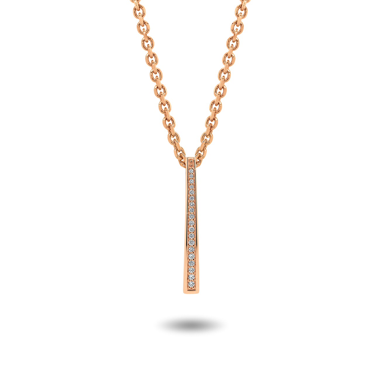 Elongated Pave Diamond Pendant In 18K Rose Gold