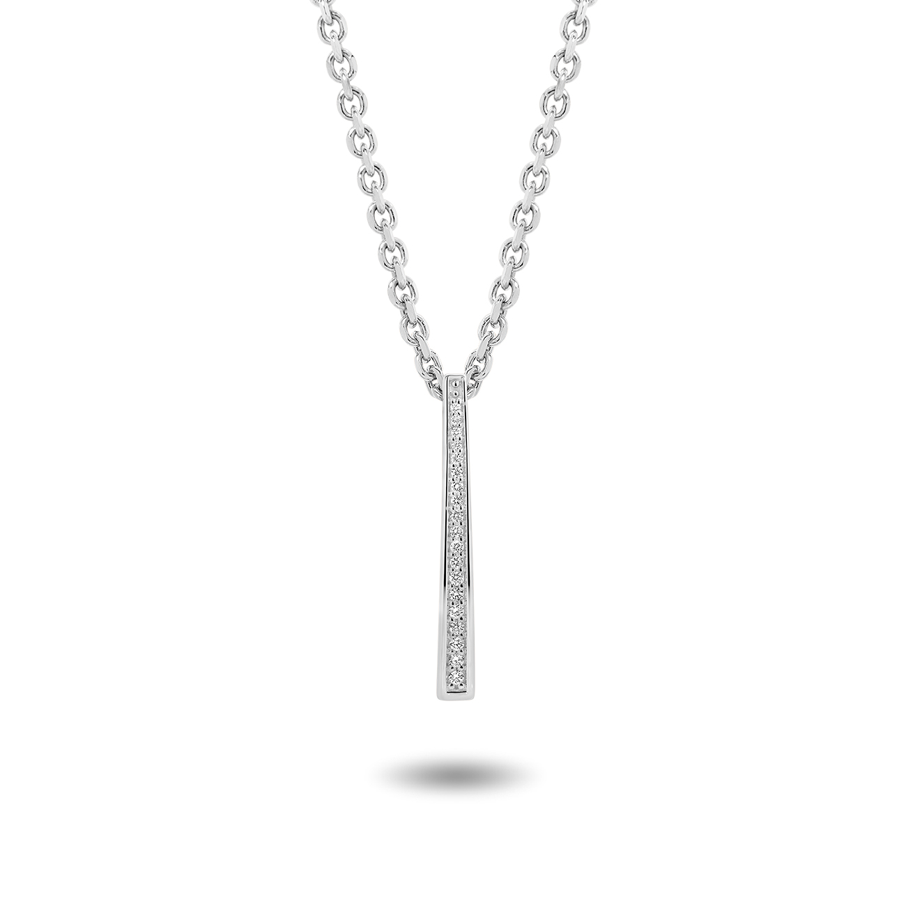 Elongated Pave Diamond Pendant In 18K White Gold