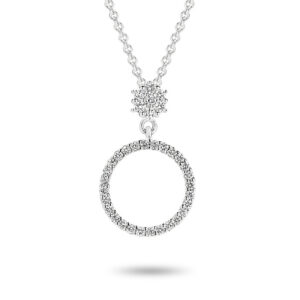 Diamond Cluster Circle Pendant in 18K White Gold
