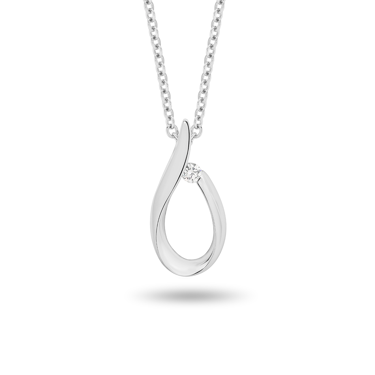 Tear Drop Diamond Pendant In 18K White Gold