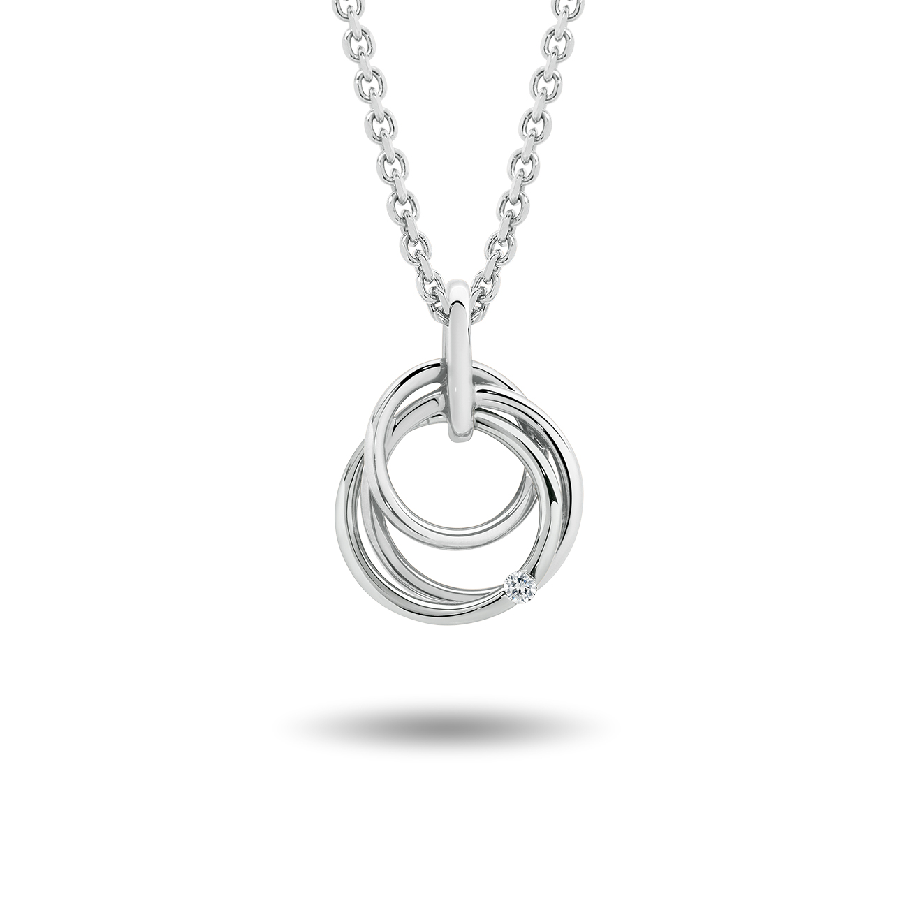 Petite Trio Circle Diamond Pendant 18K White Gold