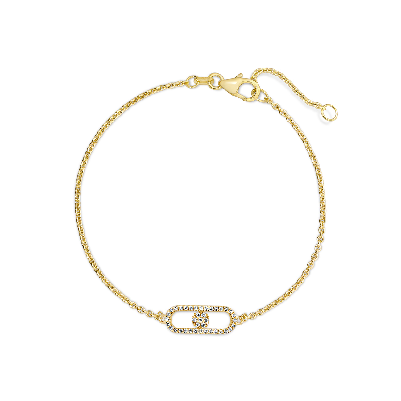 Diamond Cluster Link Bracelet In 18K Yellow Gold 0.13ct TW