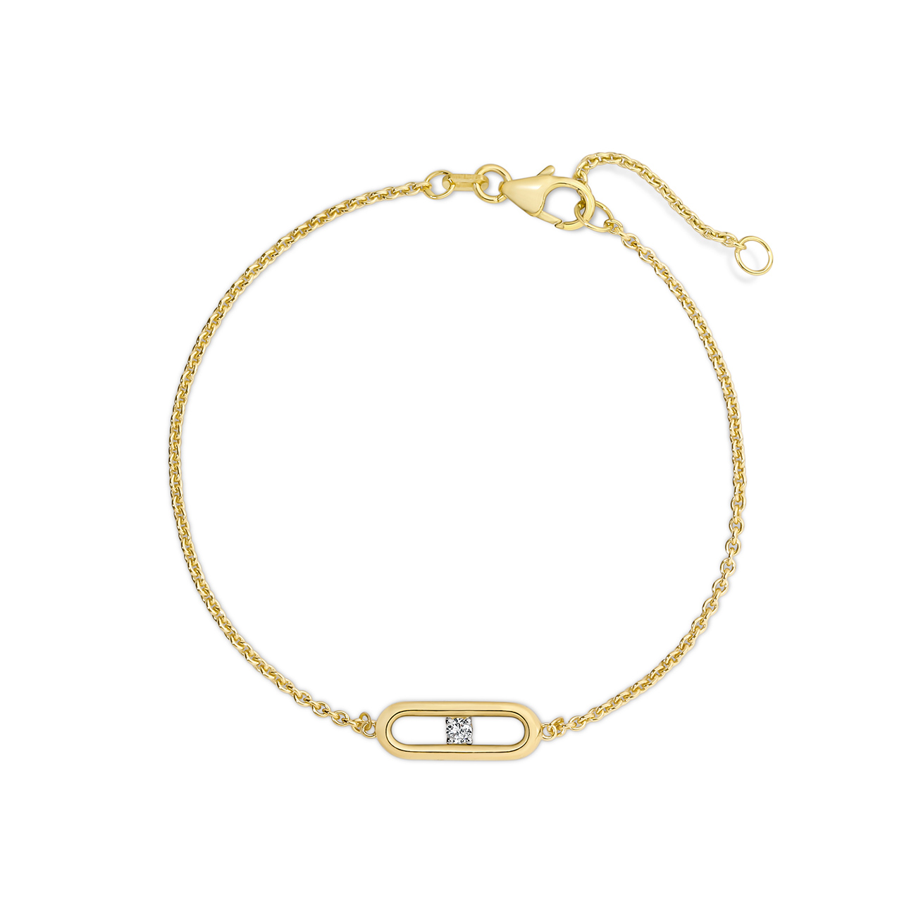 Diamond Solitaire Link Bracelet In 18K Yellow Gold