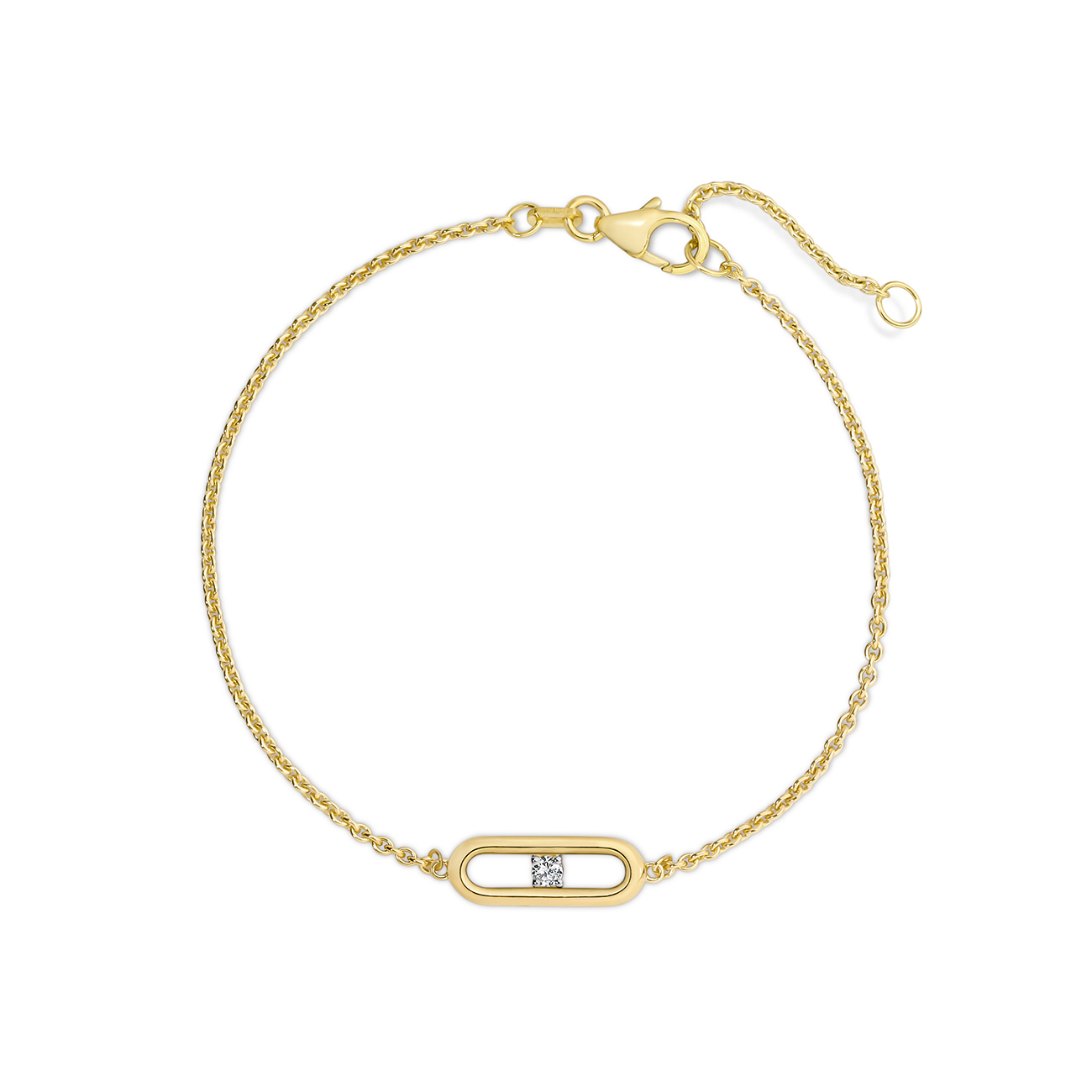 Diamond Solitaire Link Bracelet In 18K Yellow Gold 0.05ct TW