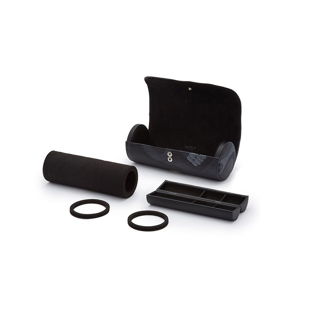 Wolf Memento Mori Triple Watch Roll in Black
