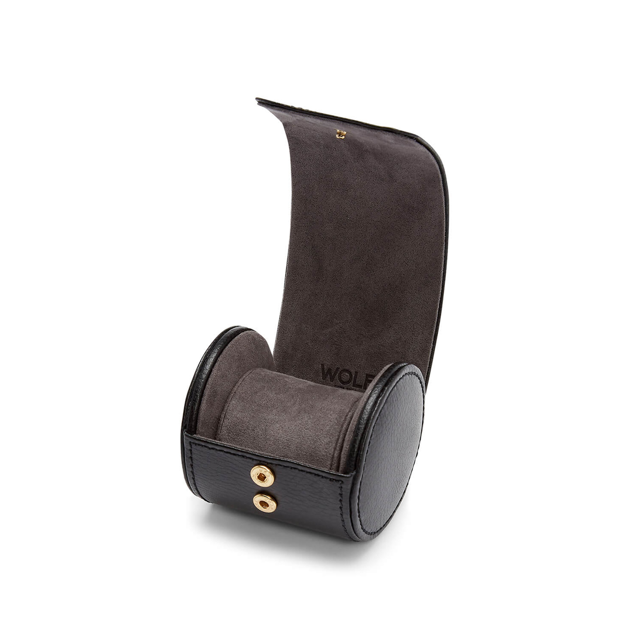 Wolf Blake Single Watch Roll in Smooth Black Leather 529080