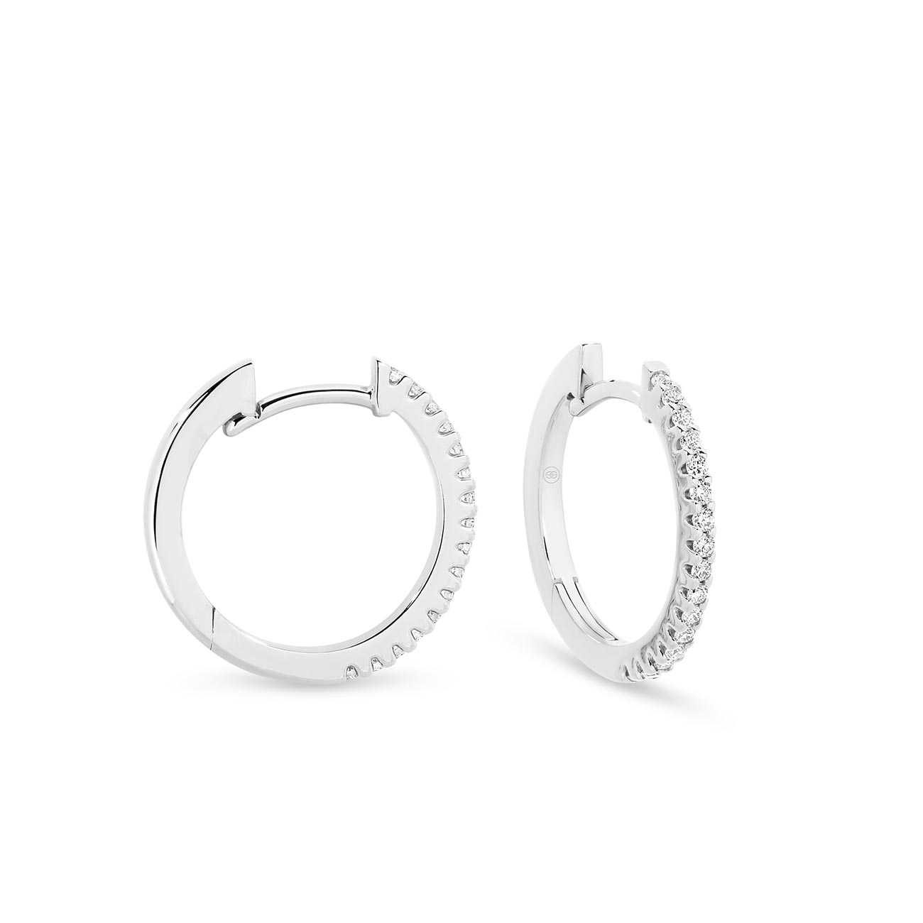 Classic Diamond Hoop Earrings In 18K White Gold