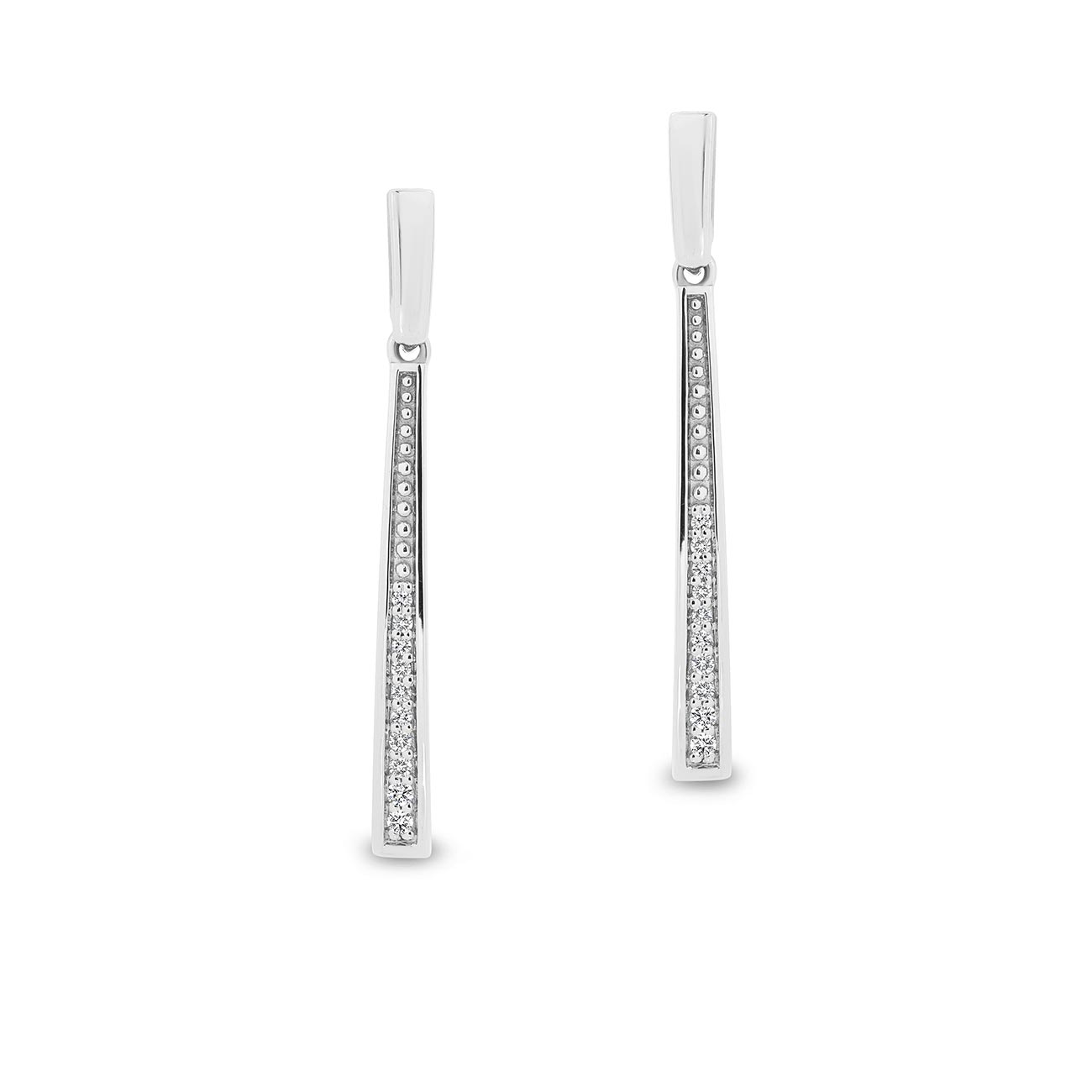 Elongated Pave Diamond Drop Earrings In 18K White Gold