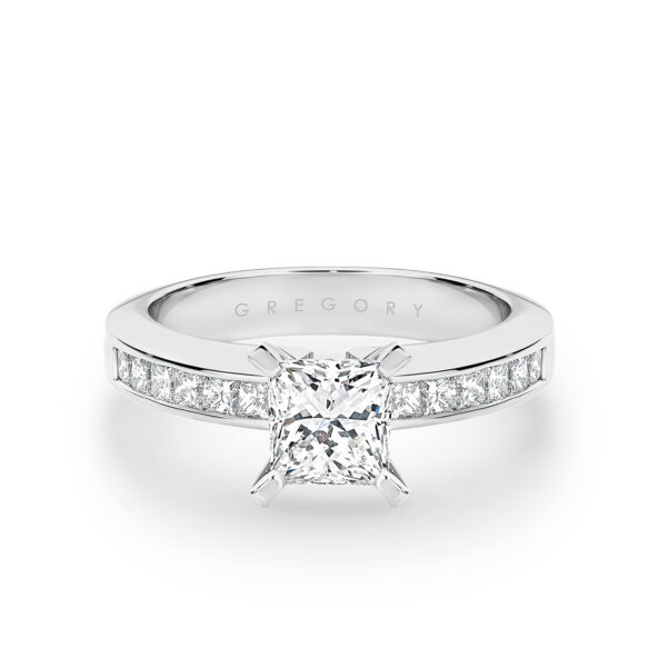 Princess Cut Diamond Band Engagement Ring