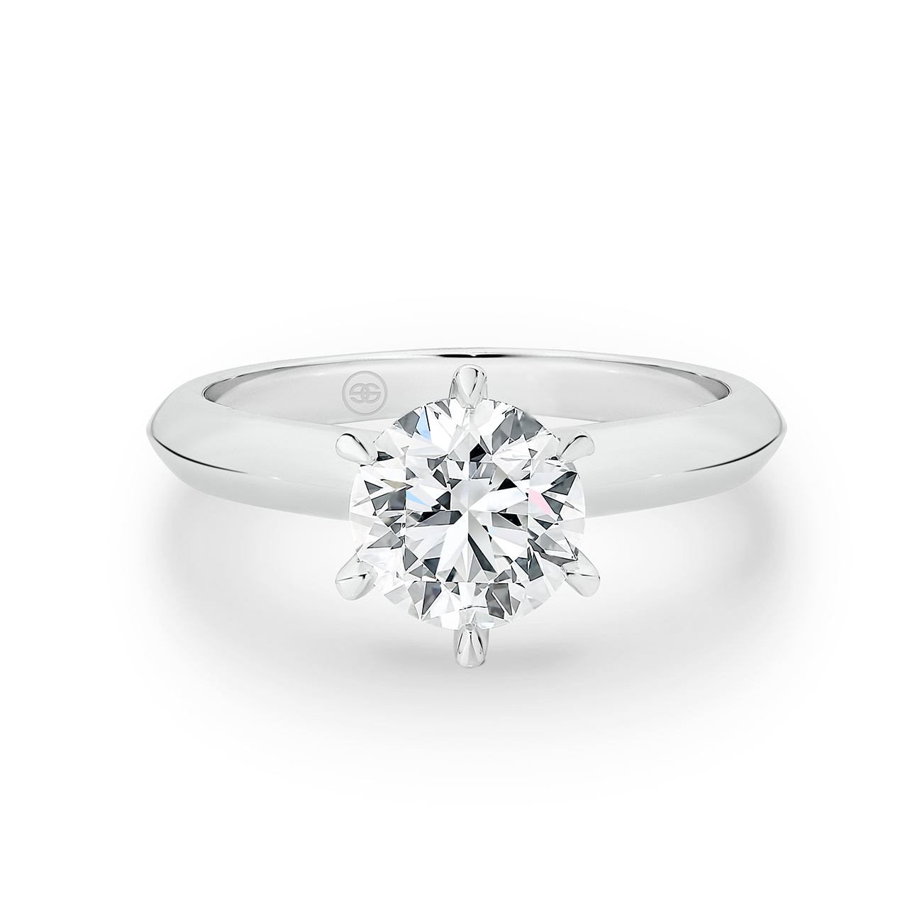 Round Brilliant Solitaire Diamond Engagement Ring In 18K White Gold