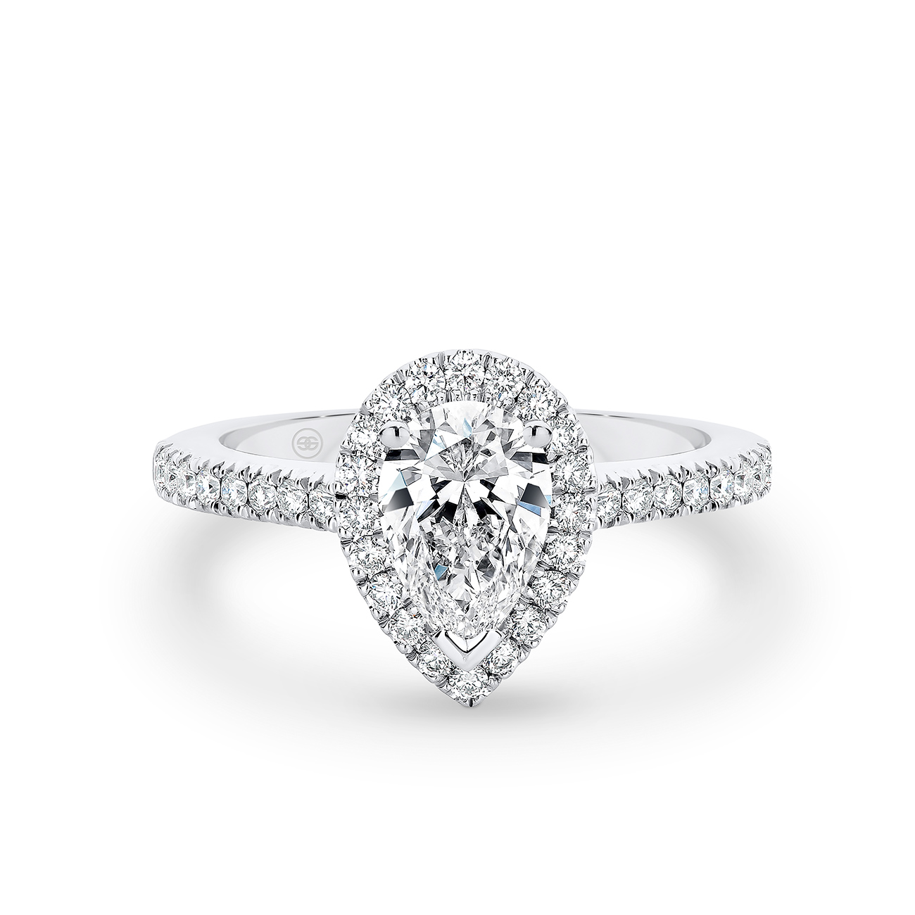 Pear Shape Halo Diamond Engagement Ring