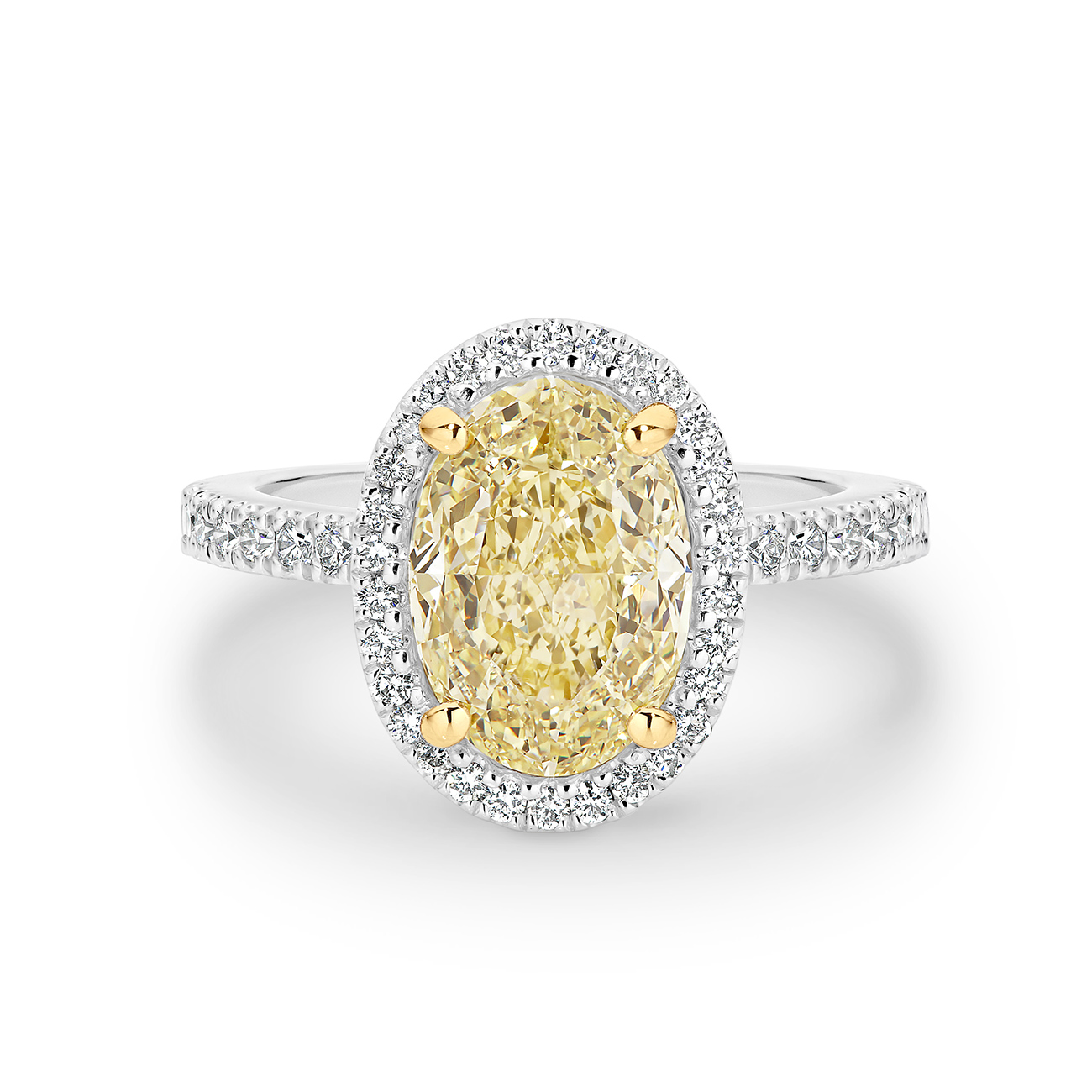 Oval Yellow Halo Diamond Engagement Ring