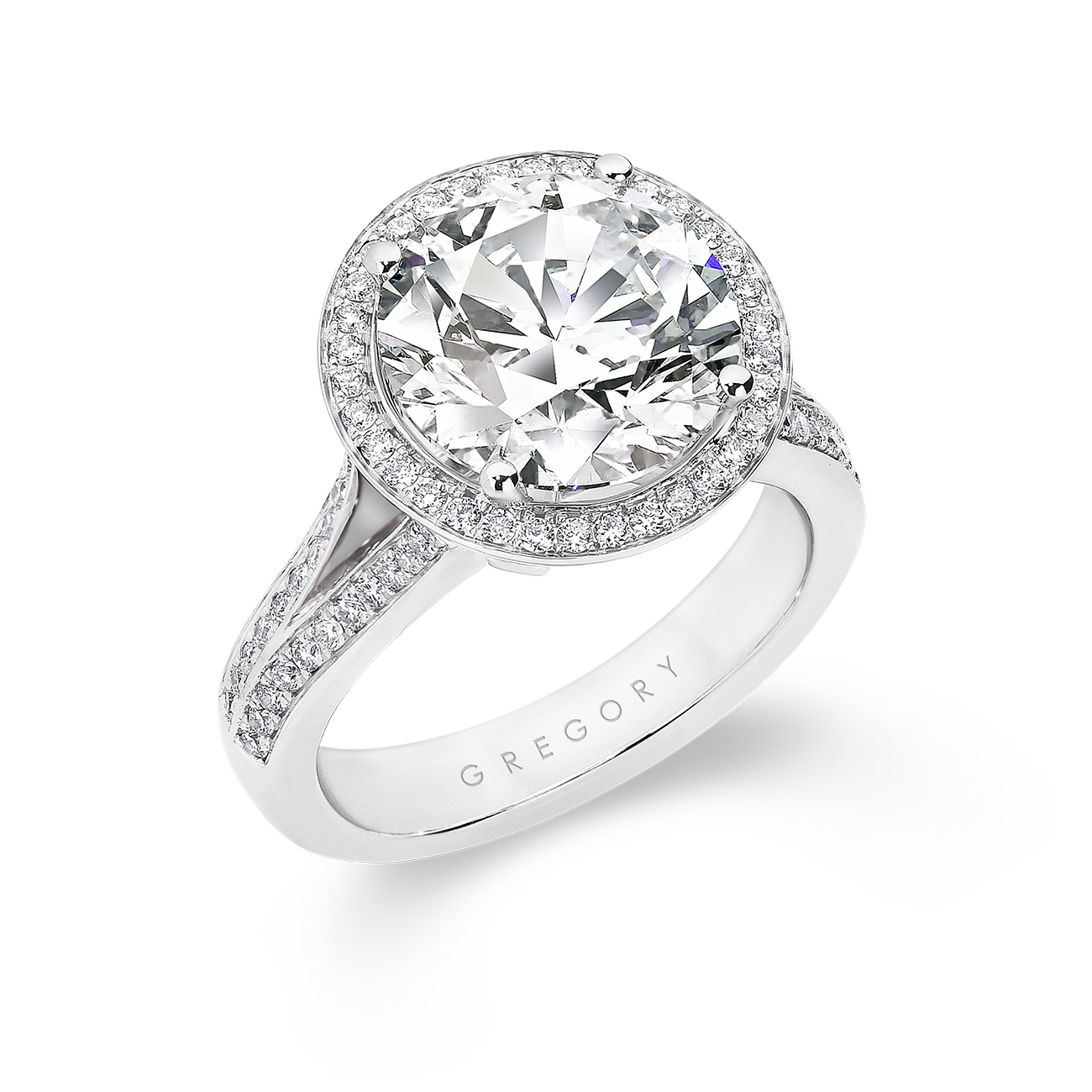 Precious Halo Round Brilliant Cut Diamond Engagement Ring