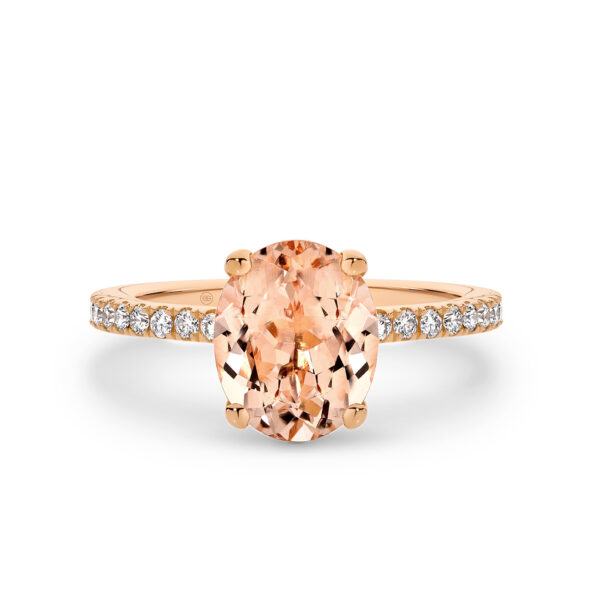 Morganite and Diamond Band Engagement Ring