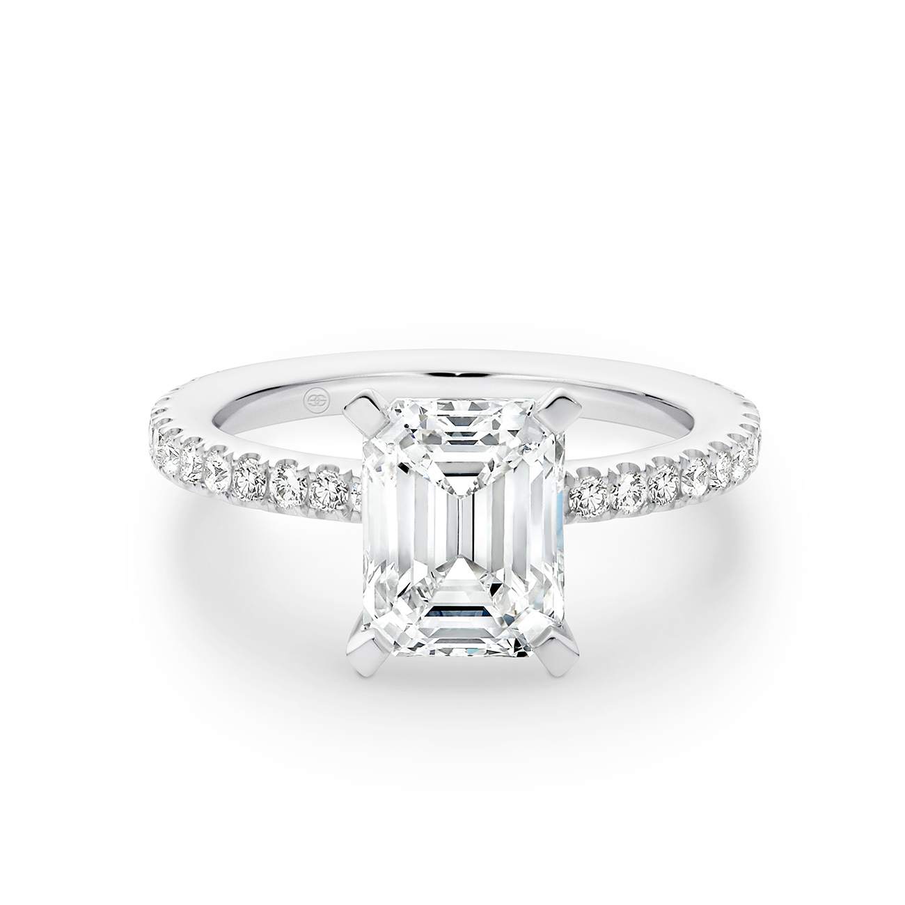 Emerald Cut Diamond Band Engagement Ring