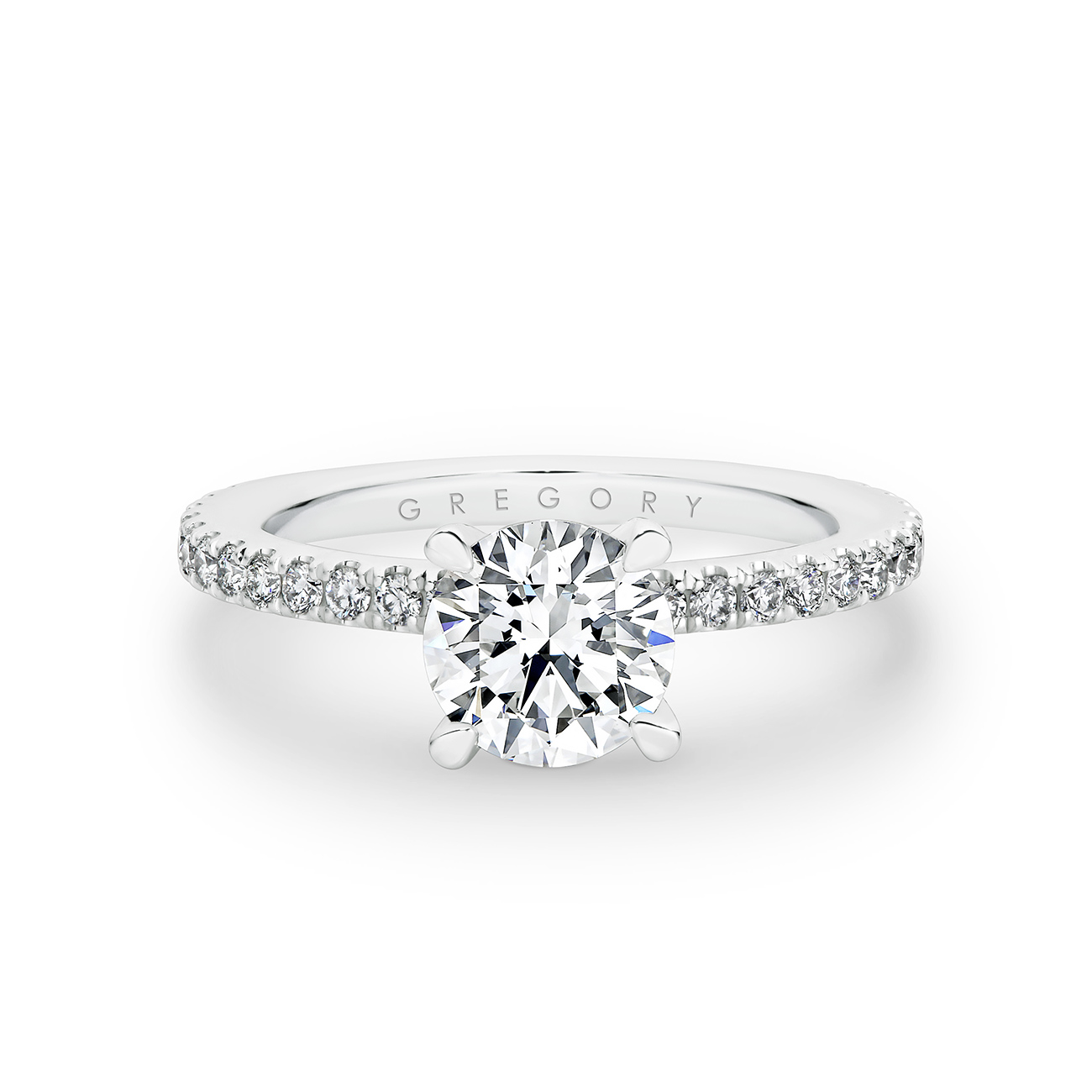 Round Brilliant Diamond Band Engagement Ring