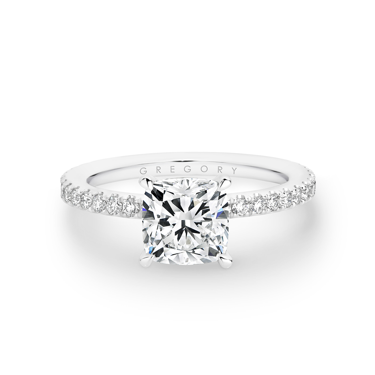 Cushion Square Diamond Band Engagement Ring