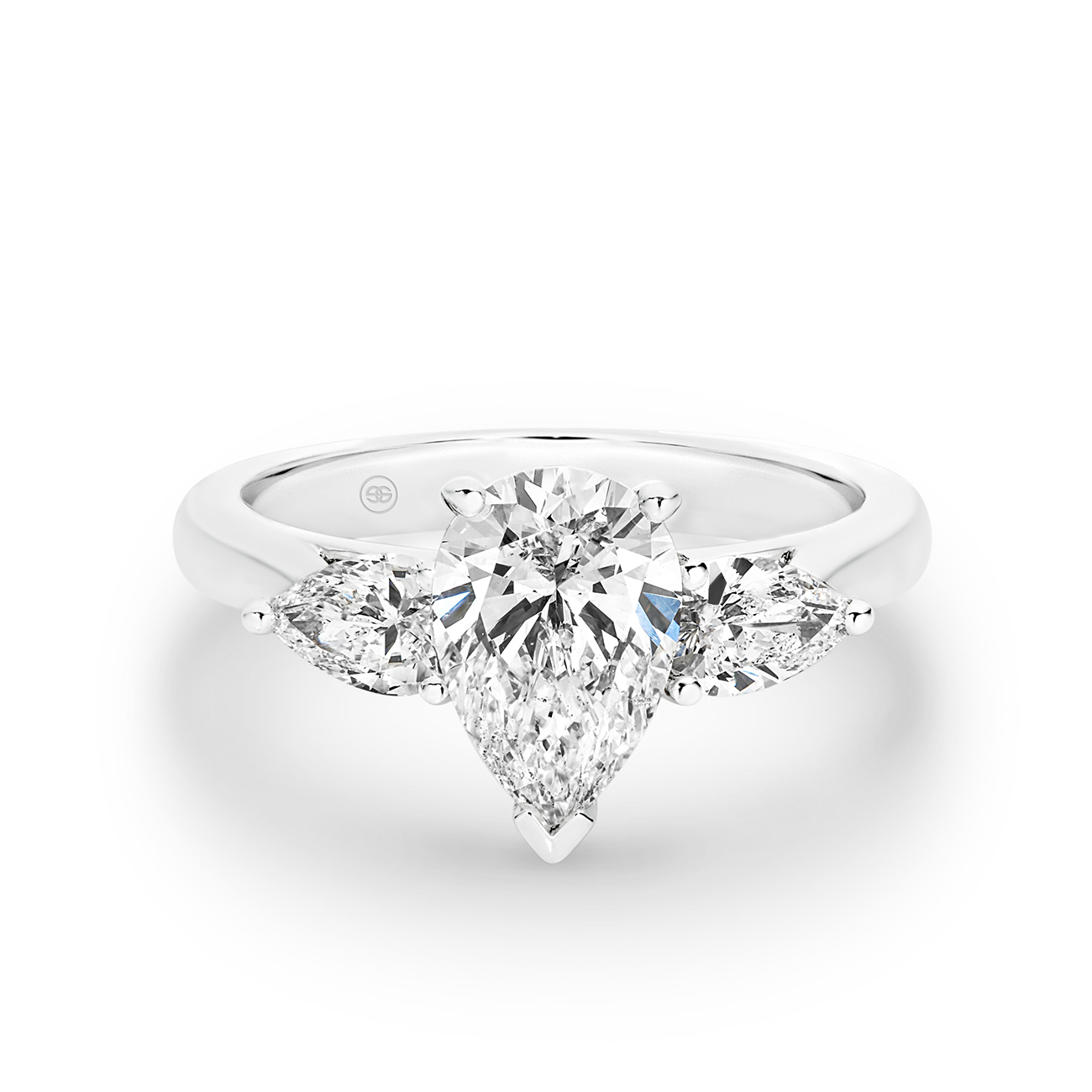 Trilogy Pear Shape Diamond Engagement Ring