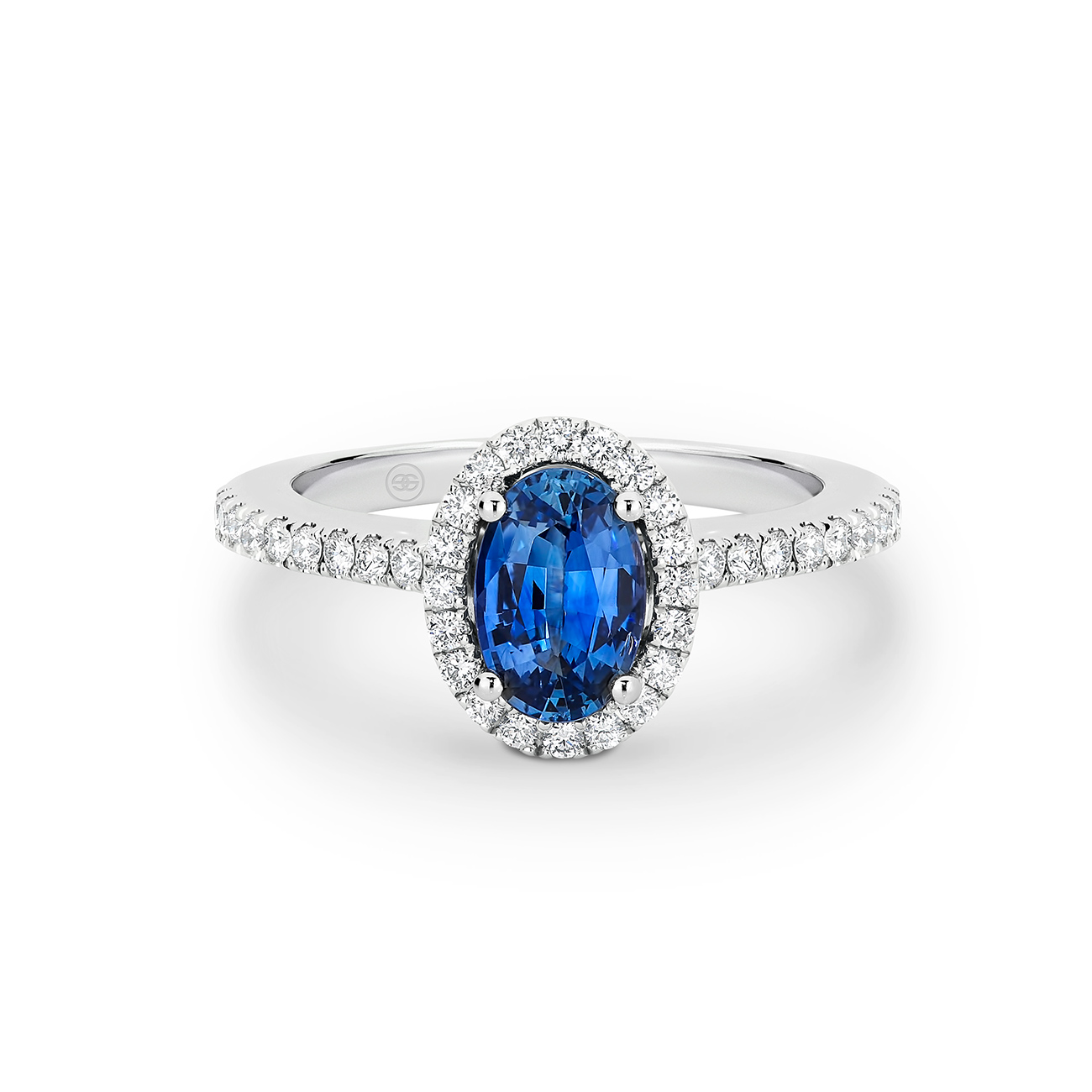 Sapphire & Diamond Halo Engagement Ring