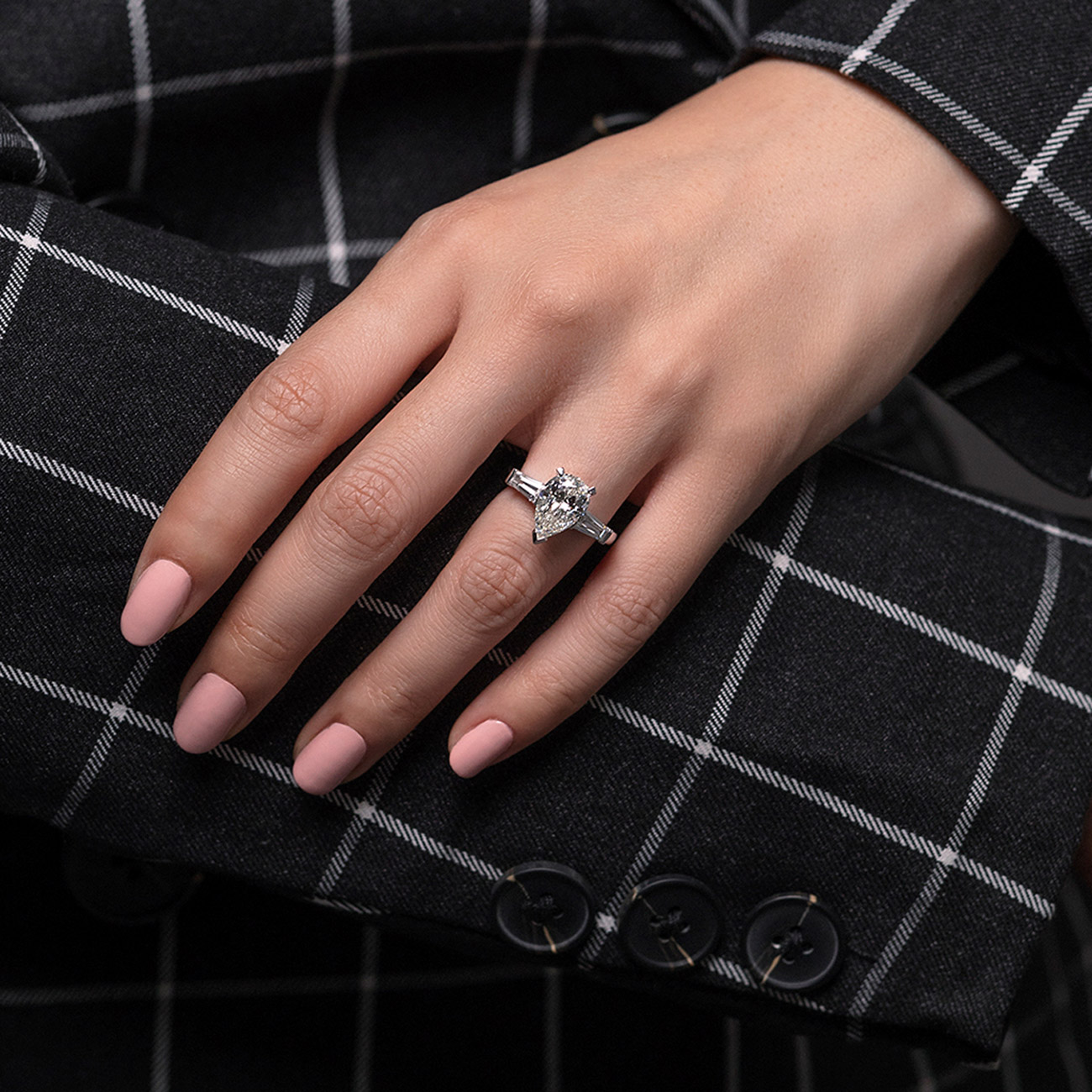 Trilogy Pear Baguette Diamond Engagement Ring Gregory Jewellers