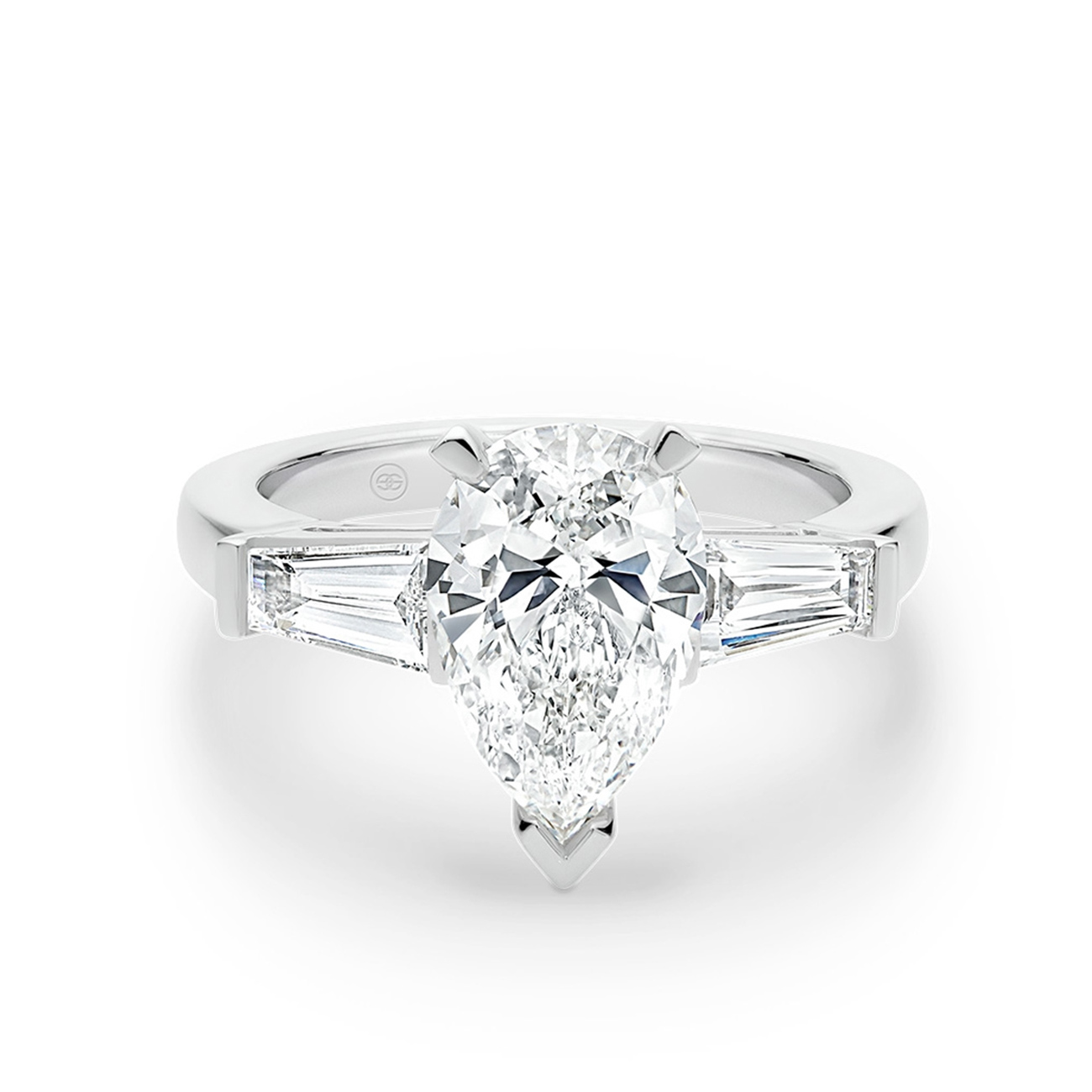 Trilogy Pear &#038; Baguette Diamond Engagement Ring
