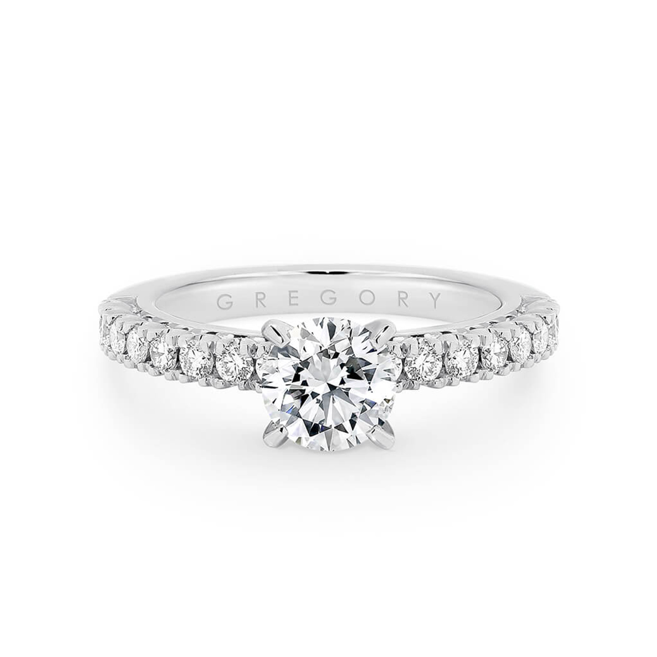 Round Brilliant Diamond Band Engagement Ring