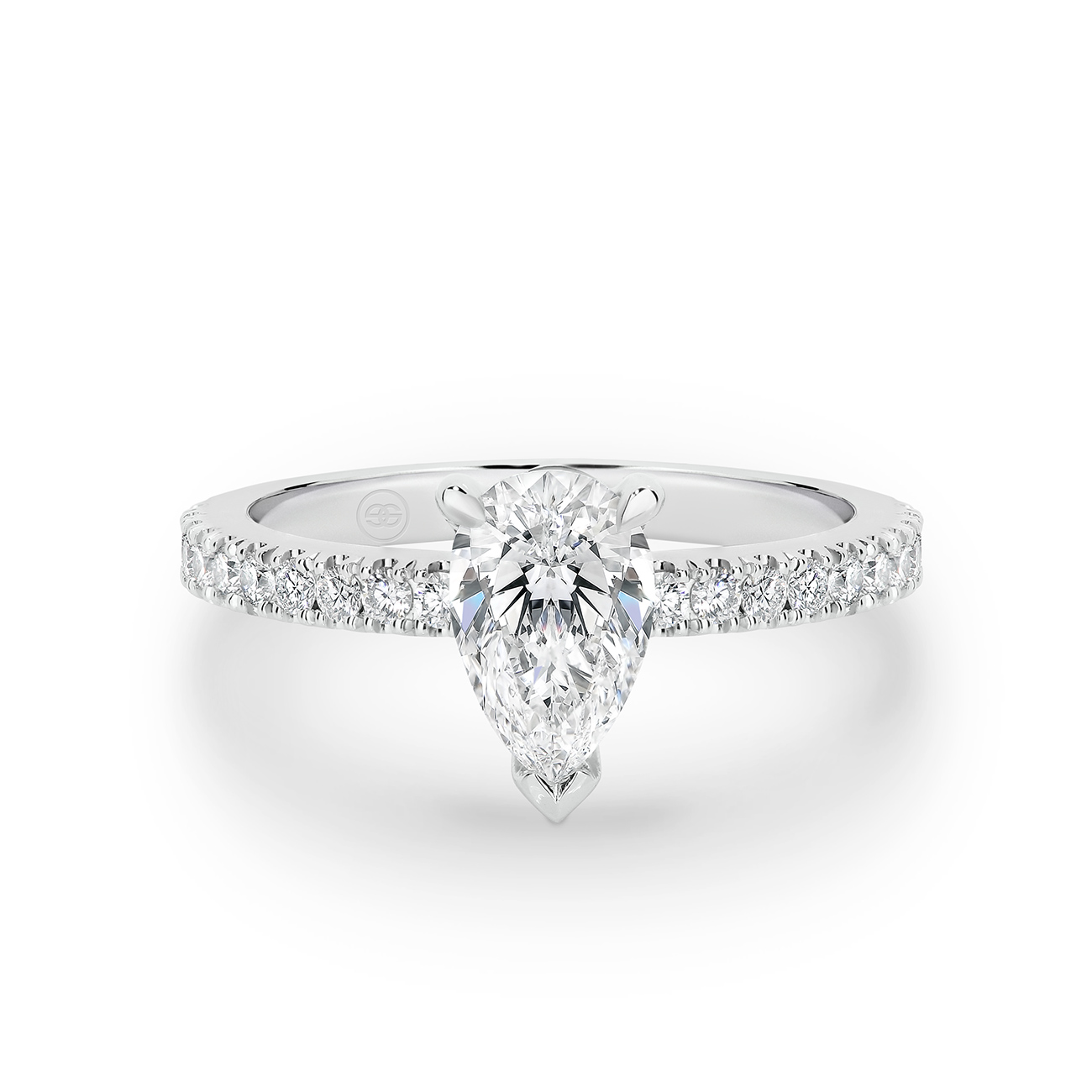 Pear Shape Diamond Band Engagement Ring