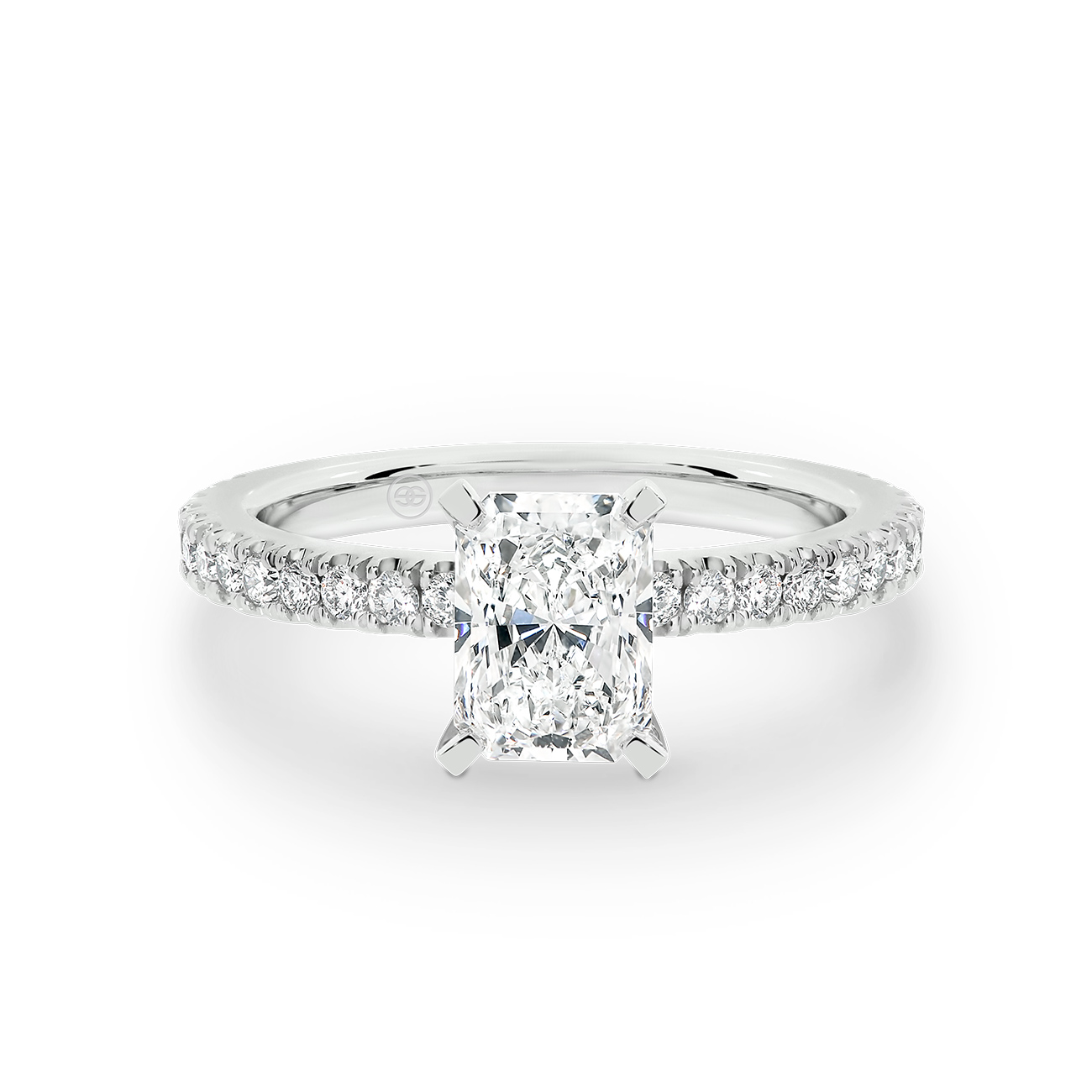 Radiant Cut Diamond Engagement Ring In 18K White Gold