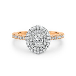 Oval Shape Double Halo Diamond Engagement Ring