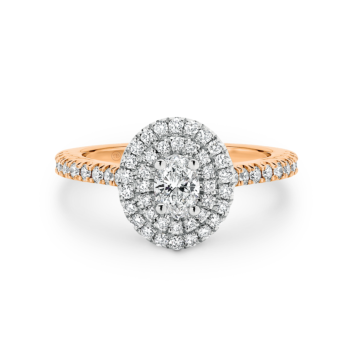 Oval Shape Double Halo Diamond Engagement Ring