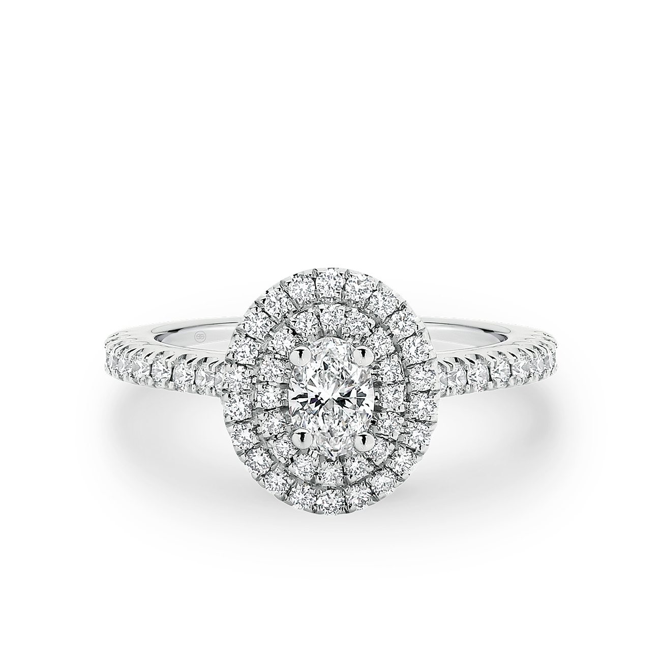 Oval Shape Double Halo Diamond Engagement Ring