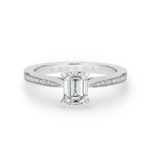 Emerald Cut Diamond Band Engagement Ring