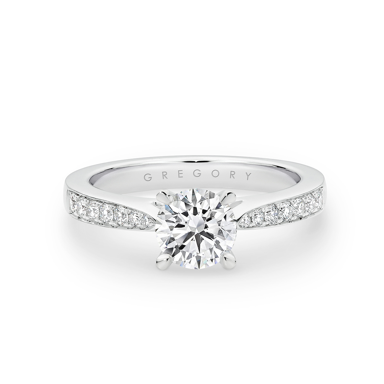 Round Brilliant Diamond Band Engagement Ring