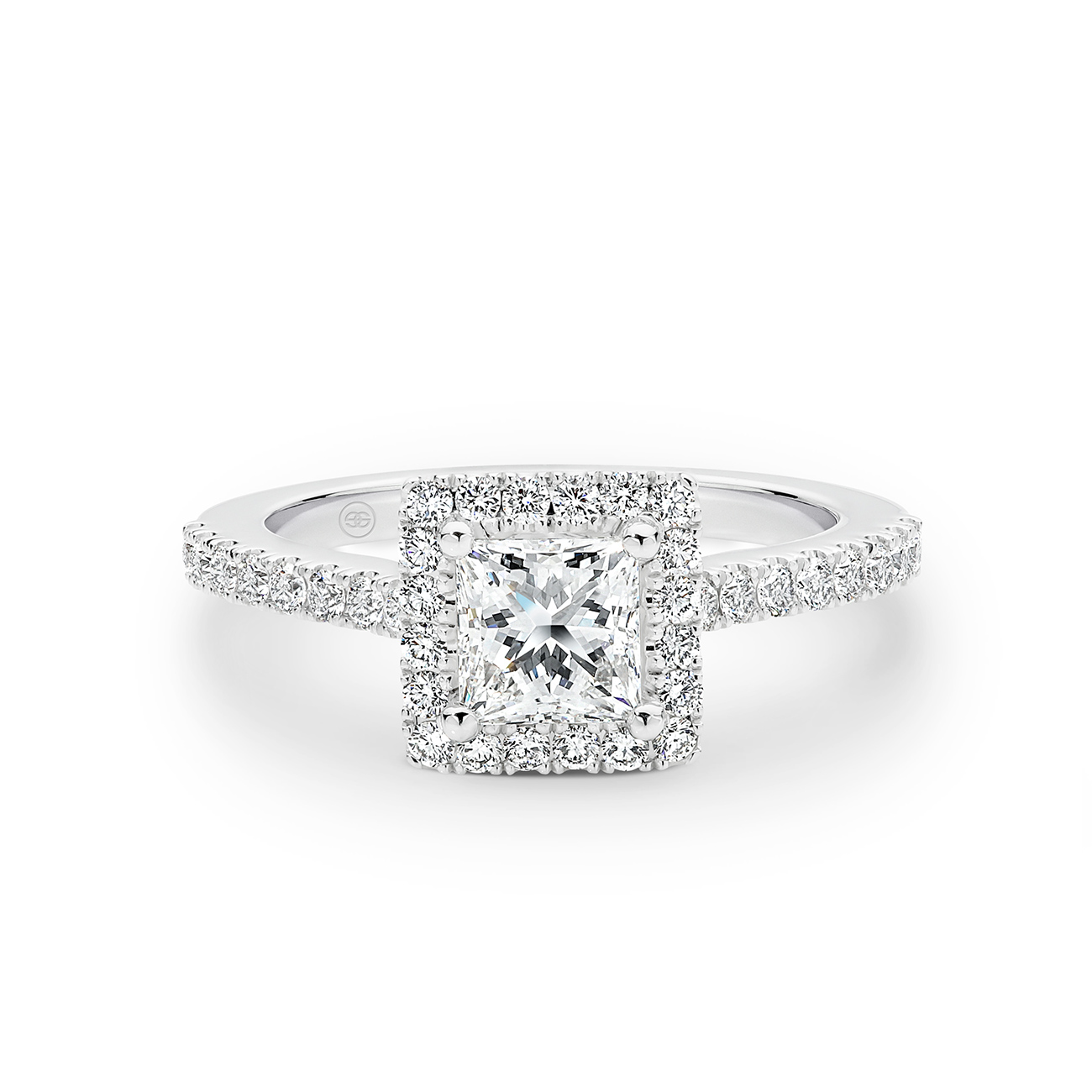 Princess Cut Halo Diamond Engagement Ring