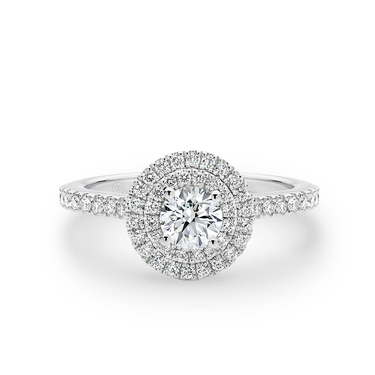 Round Brilliant Double Halo Diamond Engagement Ring