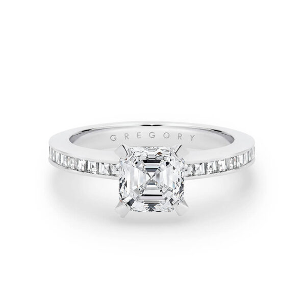 Asscher Cut Diamond Band Engagement Ring