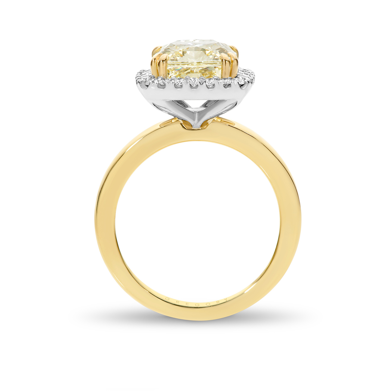 Cushion Cut Halo Yellow Diamond Engagement Ring
