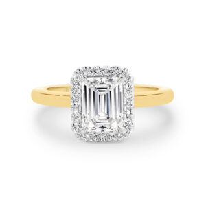 Emerald Cut Halo Diamond Engagement Ring