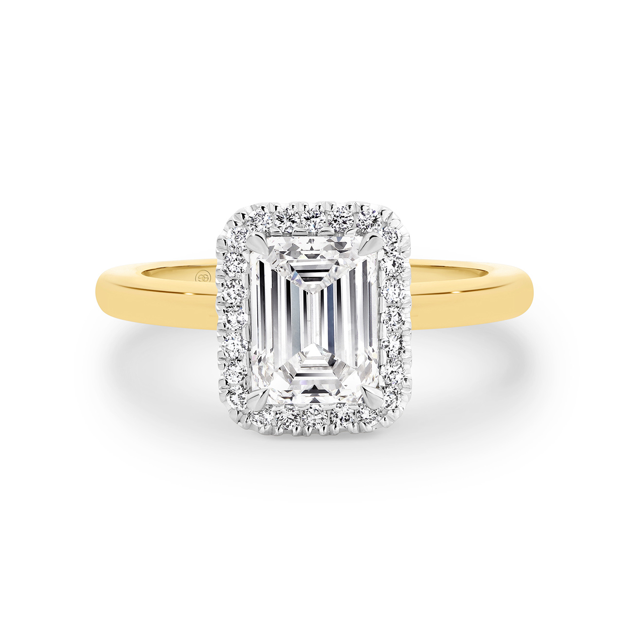 Emerald Cut Halo Diamond Engagement Ring