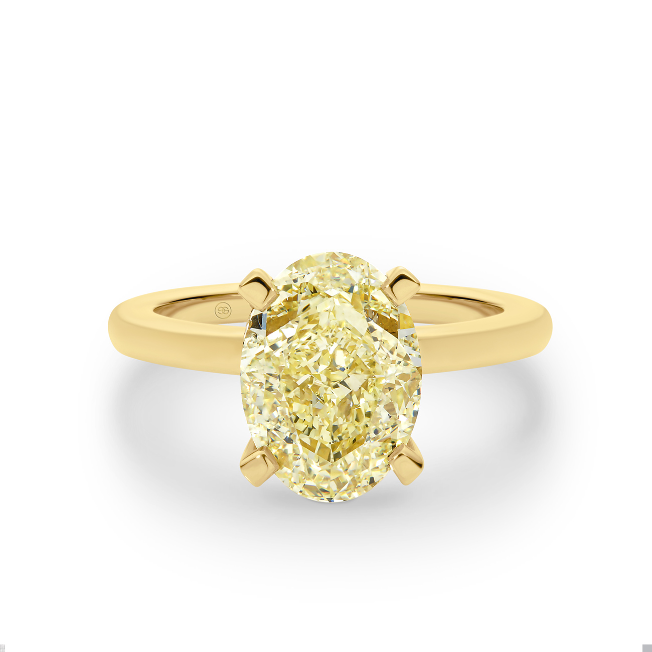 Oval Shape Solitaire Yellow Diamond Engagement Ring